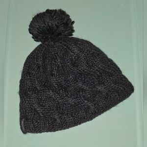 Womens Plush-lined Knit Winter Hat ~ Small ~ Black